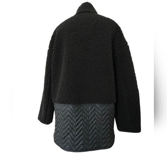 Athleta Cozy Sherpa Snap Sweatshirt Size XL Black - Picture 3 of 15